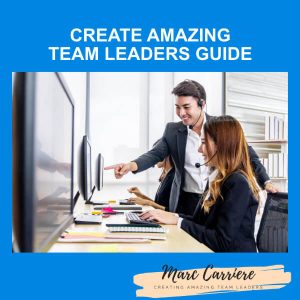 A picture of a call centre manager coaching an agent with the words Create Amazing Team Leaders Guide